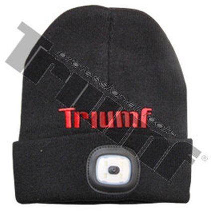 Zimná čiapka so svetielkom, čierna, červené logo Triumf T42439