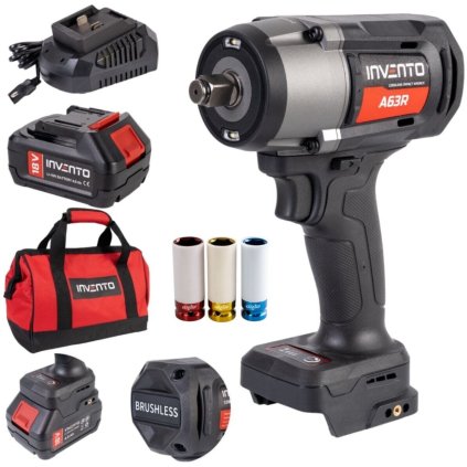 Akumulátorový rázový uťahovák 1/2" INVENTO A63R 1180 Nm SADA PXA63R-ZNA