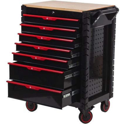 Airpress Dielenský vozík s náradím 215 ks 7 zásuviek drevená pracovná doska 79169