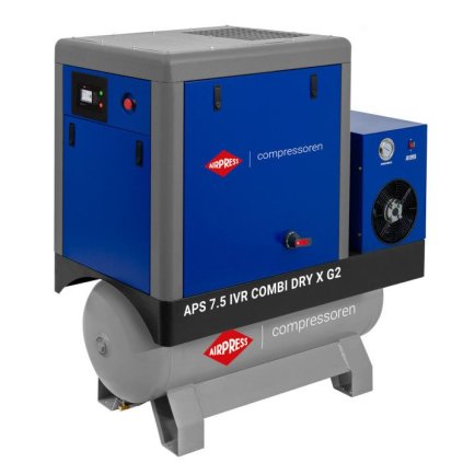 Skrutkový kompresor APS 7.5 IVR Combi Dry X G2 10 bar 7.5 HP5.5 kW 290 790 lmin 200 l (1)