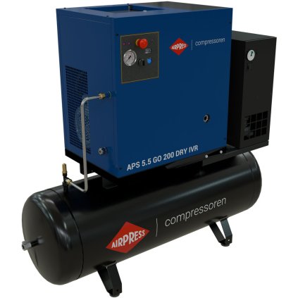 Kompresor skrutkový APS 5.5 GO 200 Combi Dry IVR 5.5 HP / 4 kW 10 bar 498 l/min 200 l 361955-IVR