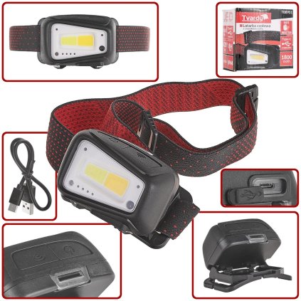 Čelovka so senzorom pohybu LED COB 8W (5W+3W) 1800mAh 520lm IP44 (100) T00951
