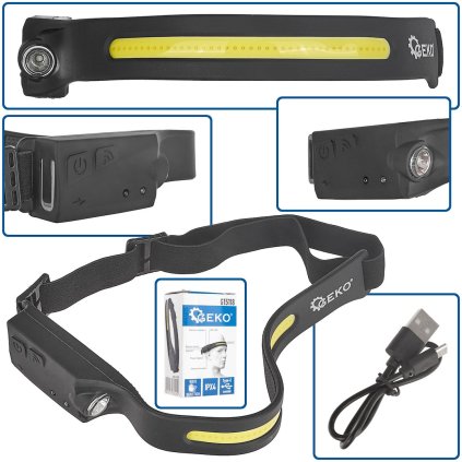 Čelovka so senzorom pohybu LED COB 3W + 1W XPE 1200mAh 350lm IPX4 (100) G15118
