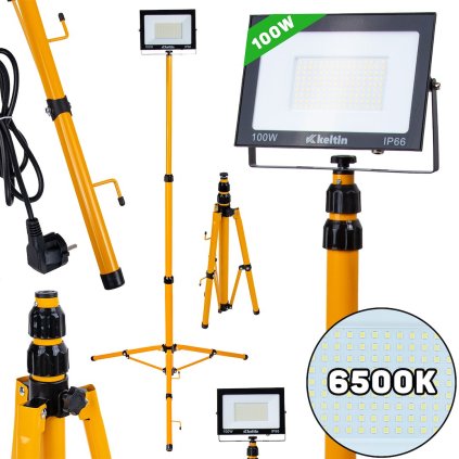 LED reflektor 100 W s teleskopickým stojanom a káblom - studená biela 6500K (1) K02062