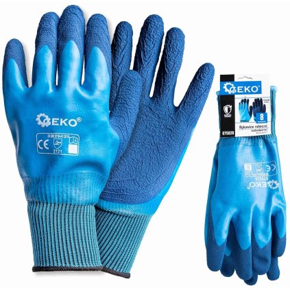 Nepremokavé pracovné rukavice r. 8 /polyester - latex/ (12/120) G75028