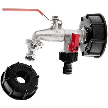 Sada - IBC matica S60x6 + 1/2" dvojitý kohútik s 3/4" GZ vývodmi + dve vsuvky pre rýchlospojky - mauser (30) G70191