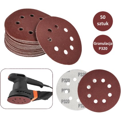 Brúsny papier do oscilačnej brúsky 125 MM so suchým zipsom GR320 x 50ks PAP125XP320OX50