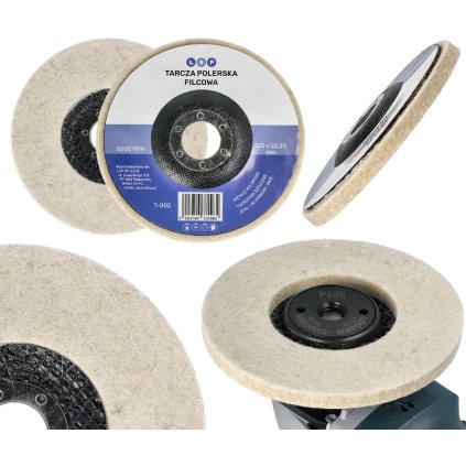 Filcový leštiaci kotúč do uhlovej brúsky 125MM plný T-002