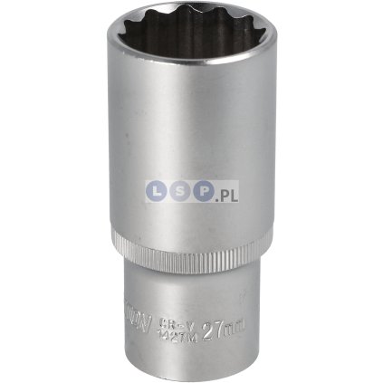 Nástrčná hlavica 1/2", 27 mm, 12-hran, dlhá, CRV, HONITON
