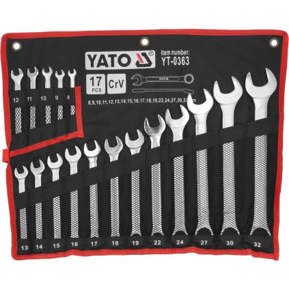 Kombinované Kľúče S Leštenou Hlavou 8-32 mm, 17 Ks.