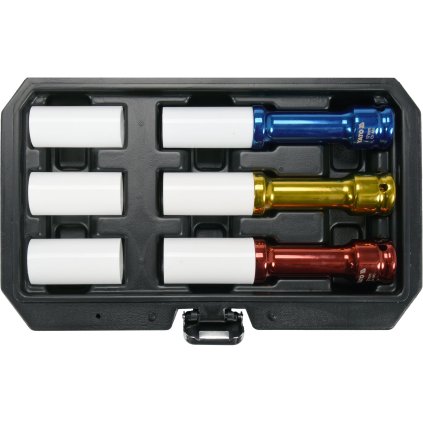 Sada Dlhých Nárazových Zásuvkov Pre 1/2'' Crmo Hliníkové Ráfky. Set Obsahuje 3 Zásuvky A 3 Náhradné Rukávy YT-10563