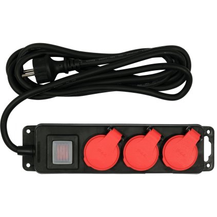 Predlžovací Kábel Dielenský Napájací Pás Ip 44 Tri Zásuvky S Uzemňovacím Spínačom 3M 1,5Mm2 YT-81240