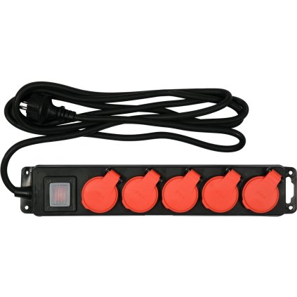 Predlžovací Kábel Dielenský Napájací Pás Ip 44 Päť Zásuvek S Uzemňovacím Spínačom 3M 1,5Mm2 YT-81242