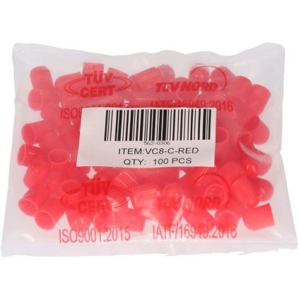 Červené uzávery pre ventily 100 ks 562-0306