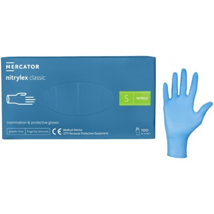 MERCATOR Nitrylex CLASSIC Modré ochranné rukavice, veľkosť S, 100 ks/balenie 920-RD30019002