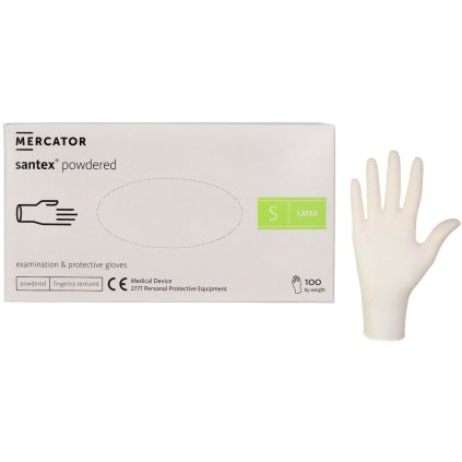 MERCATOR Santex práškové rukavice, latexové, krémové, veľkosť S, 100 ks/balenie 920-RD11257002