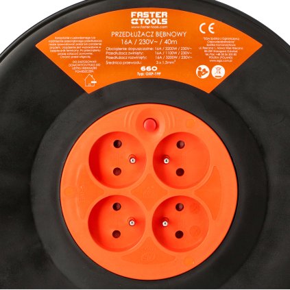 FASTER TOOLS Predlžovací kábel na bubne  40 E660