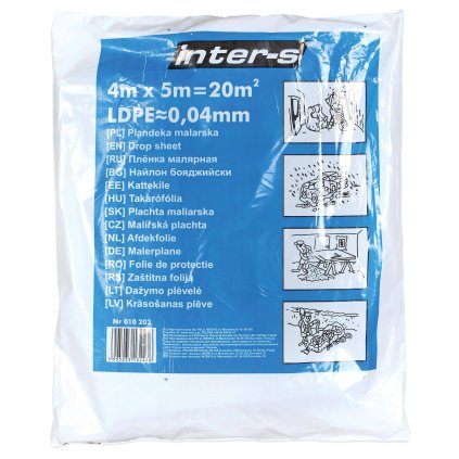 E010 203 maliarska folia 4x5m extra hruba gr 64 modra