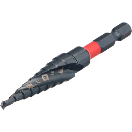 Viacstupňový skrutkovací vrták DRAUMET PREMIUM 4-20 mm, oceľ M2, s titánovou povrchovou úpravou, 1/4" skľučovadlo EDP216-02