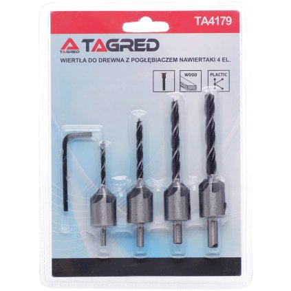 Nastaviteľné záhlbovacie vrtáky do dreva 3-6 mm TA4179