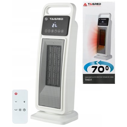 Ohrievač stĺpového ventilátora, ohrievač ventilátora, elektrický rotačný ohrievač, keramický ohrievač TAGRED, diaľkové ovládanie, LCD, výkon 2000W TA931