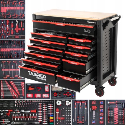 Dielenská skriňa, dielenský vozík TAGRED PERFORMANCE XXL 12 zásuviek, 691-el. TA186