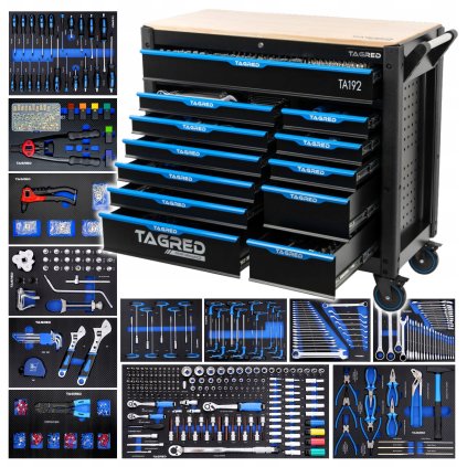 Dielenská skriňa, TAGRED PERFORMANCE Dielenský vozík s 12 zásuvkami 713-el. TA192