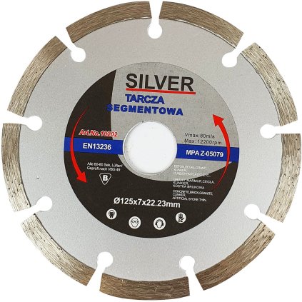 Strieborný 115 mm segmentový diamantový kotúč S10201