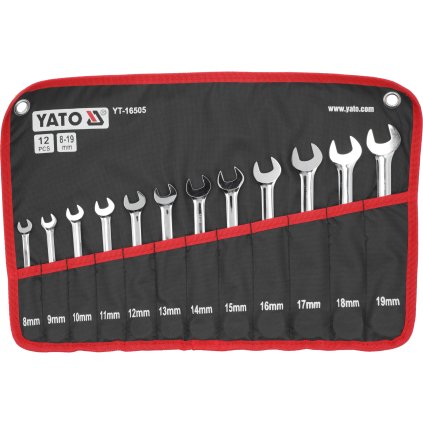 Sada plochých očkových kľúčov s račňou, 12 ks YT-16505