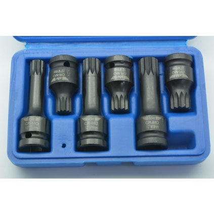 Sada nástrčných rázových hlavíc Spline Cr-Mo 1/2" 6 ks AD-06S