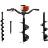 Zemný vrták dvojmužný 1,4 kw + sada vrtákov 10 cm,20 cm,30 cm a adaptér 50 cm G84021