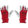Montážne kožené pracovné rukavice červené Kozia koža - suchý zips r.9 (12/48) G73556