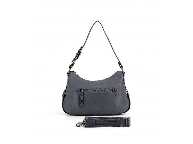 Kožená kabelka v modrej jeans  farbe HEXAGONA 414698