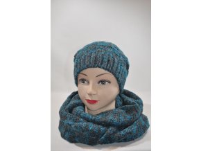 Modročierna súprava-set čiapka + šál