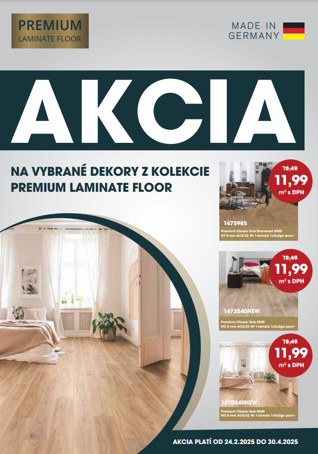 MEGA zľavy na laminátové podlahy Premium Laminate Floor