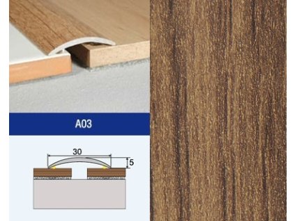 Podlahovy profil Effector A03 prechod nalepovaci 30 Orech Siena