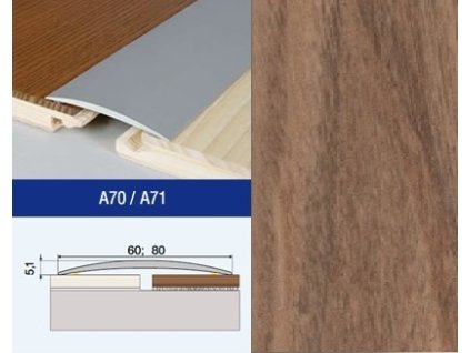 Podlahovy profil Effector A71 prechod nalepovaci 80 Dub Merbau