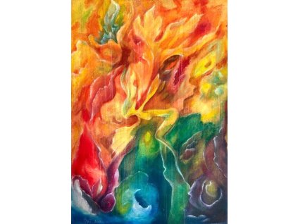 Duch lesa,30x40, akryl kombinovaná technika, plátno
