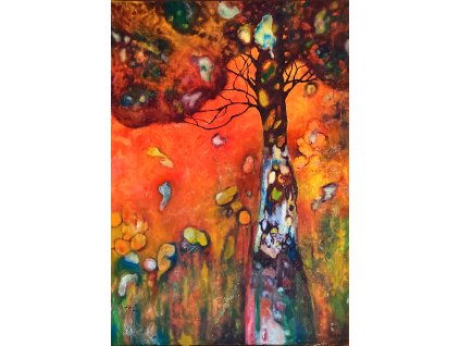 obrazy original umenie STROM ŽIVOTA 23037 80x140, akryl kombinovaná technika, plátno