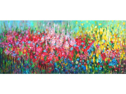 obrazy original umenie LETNÁ LÚKA, 160x70, akryl, plátno
