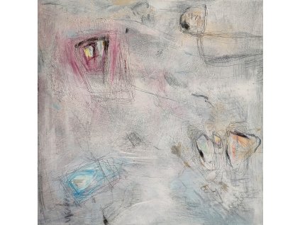 obrazy original umenie 23008 LEN OKAMŽIK 40X40X akryl kombinovaná technika platno
