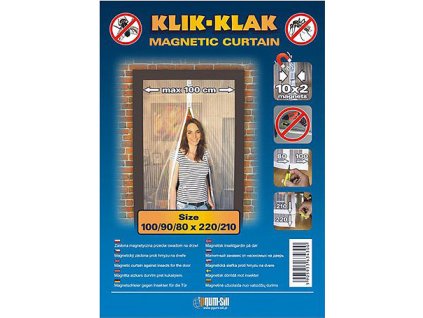 Síť proti hmyzu do dveří 1x2,1/2,2m černá magnetická KLIK-KLAK