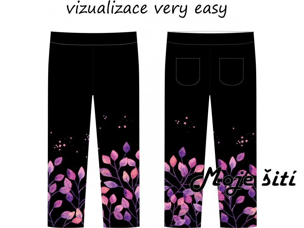 Akvarelové lístečky kalhoty VERY EASY vizualizace