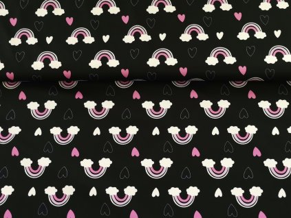 Srdíčka a duhy na černé