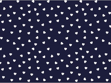 Bílá srdíčka na tmavě modré 20x20