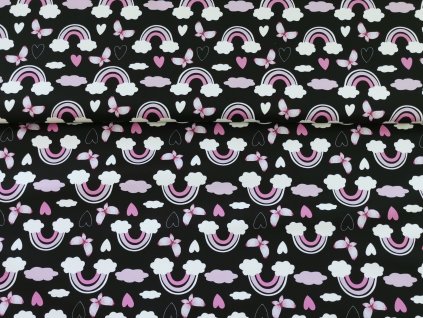 ZIMNÍ softshell s beránkem -  Motýlci a duhy se srdíčky