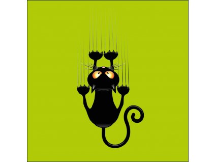 zadráplá kočika na zeleném jablíčku 20x20