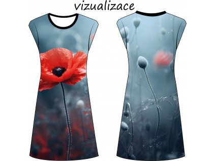 vizualizace dámské šaty s přinechaným rukávem