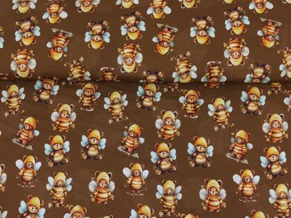 100% bavlněný úplet Včelí medvídci - digitální tisk