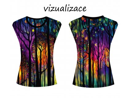 vizualizace dámské tričko s přinechaným rukávem
